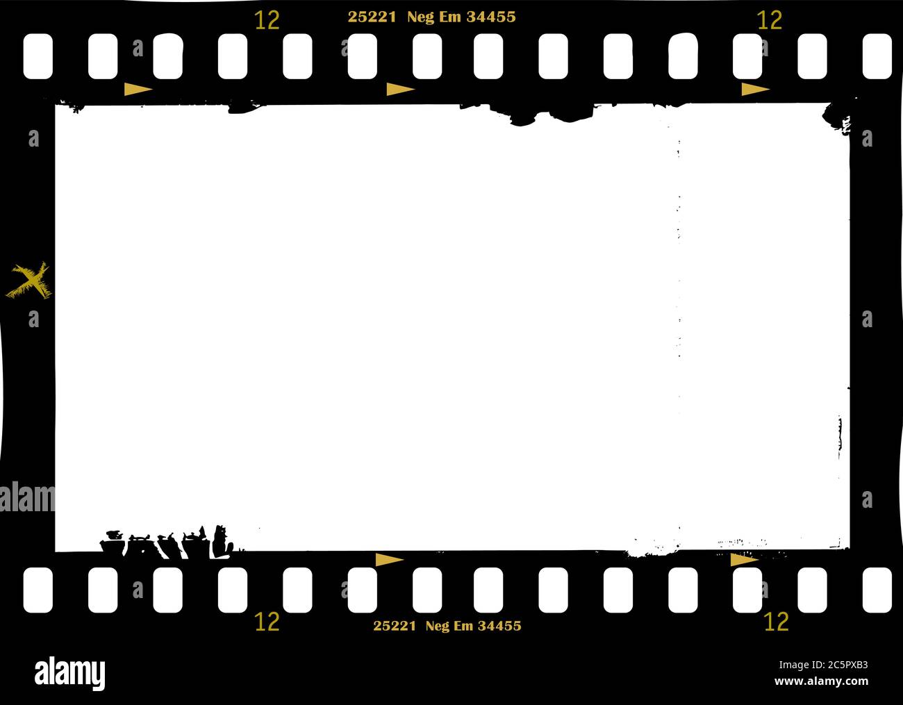 Empty frame of photographic analog film, camera film, grungy photo
