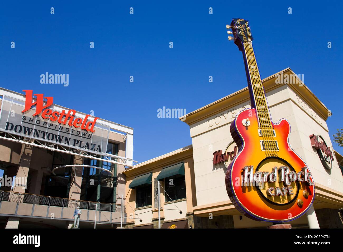 Hard Rock Restaurant in Westfield Downtown Plaza Mall, Sacramento, California, USA Stock Photo