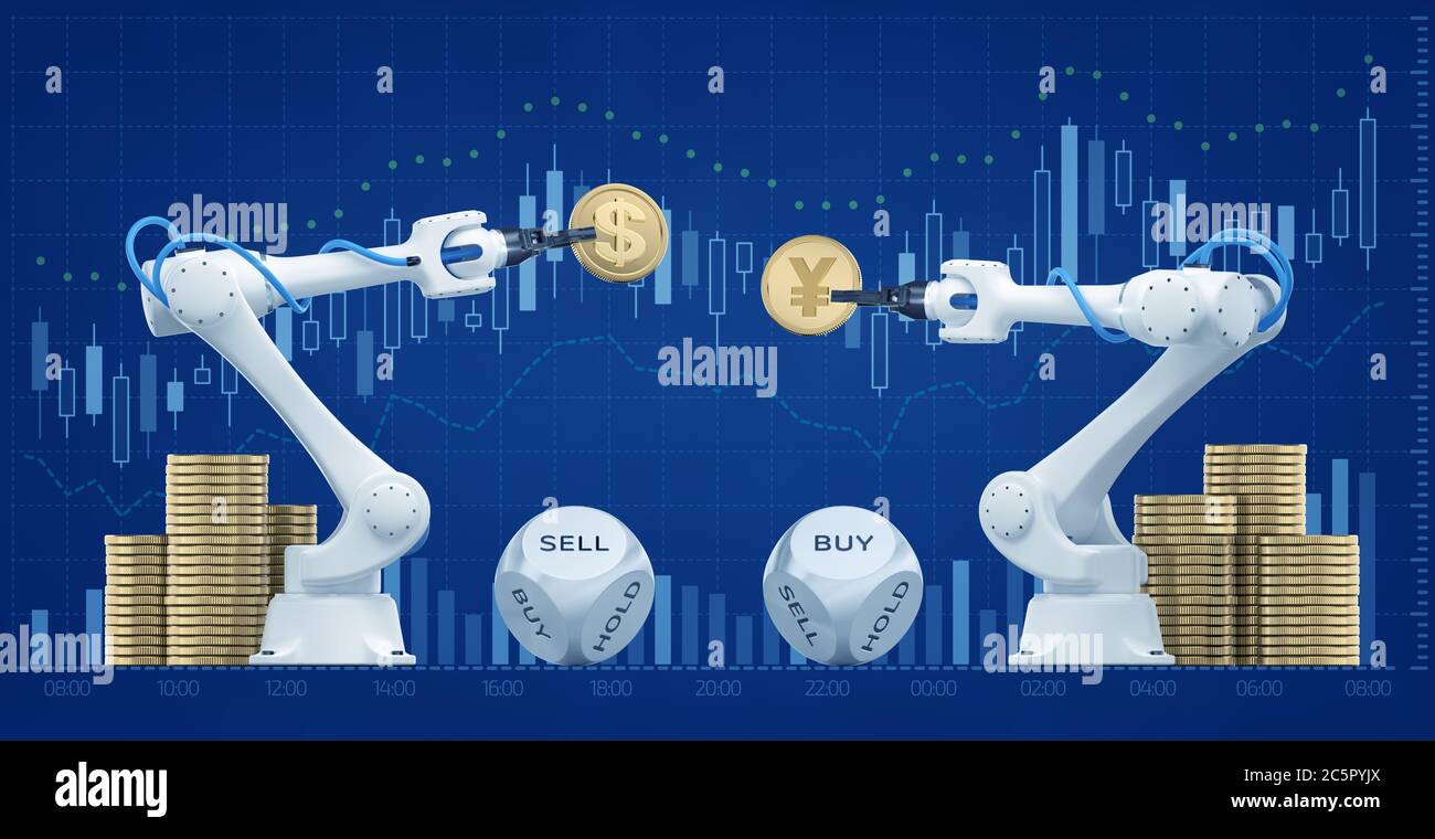 Trading Robots of an Automated Trading System Stock Photo
