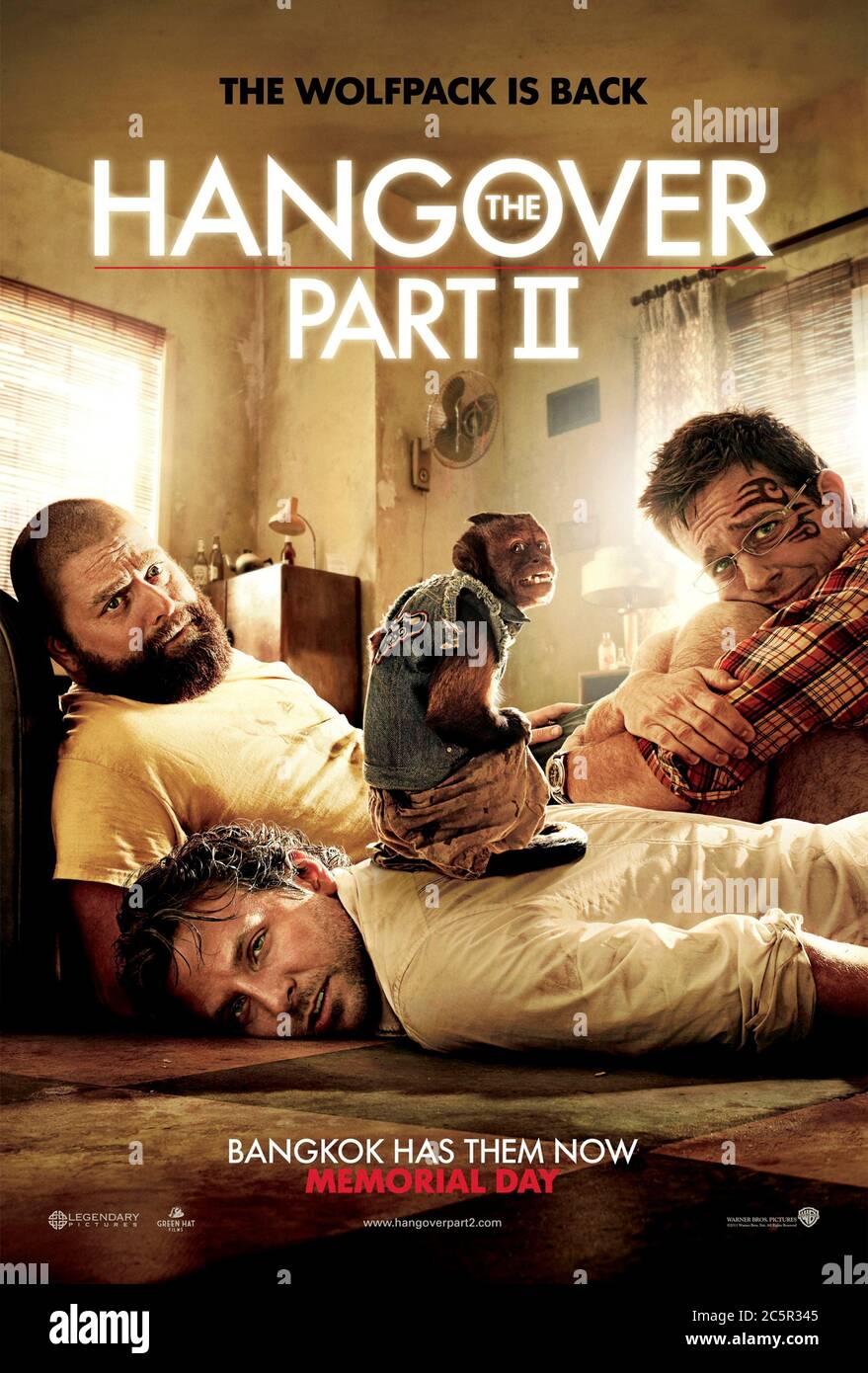 The Hangover Part II (1990) directed by Todd Phillips and starring Bradley Cooper, Zach Galifianakis, Ed Helms and Ken Jeong. The Wolfpack is back and this time their destination is Thailand for Stu's wedding. Stock Photo