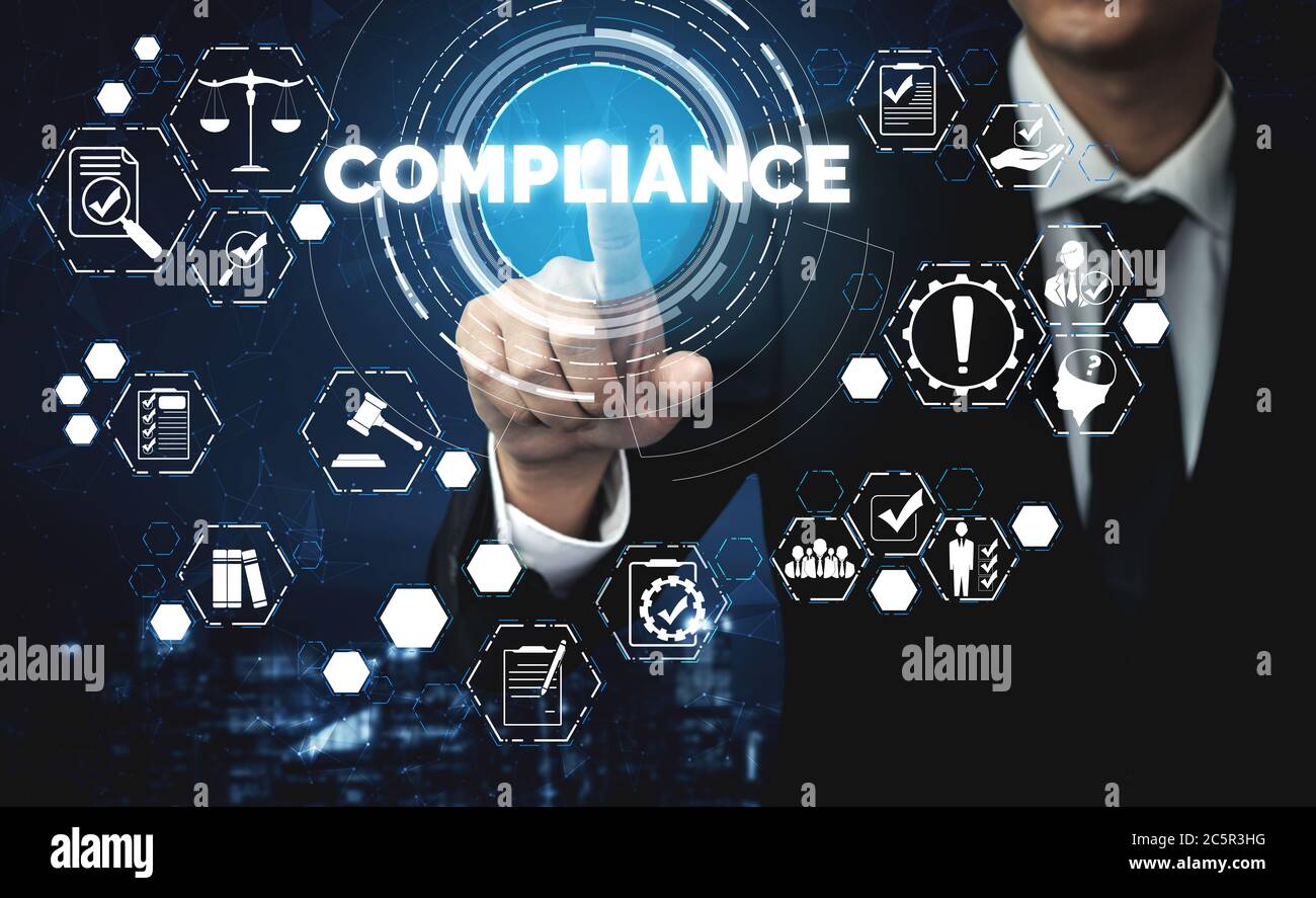 Compliance rule law and regulation graphic interface for business quality policy Stock Photo