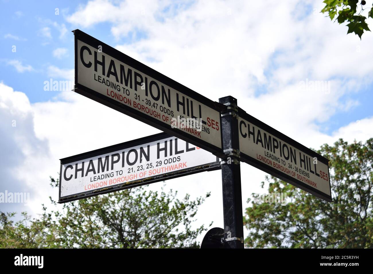Street sign of Champion Hill London SE22 Stock Photo