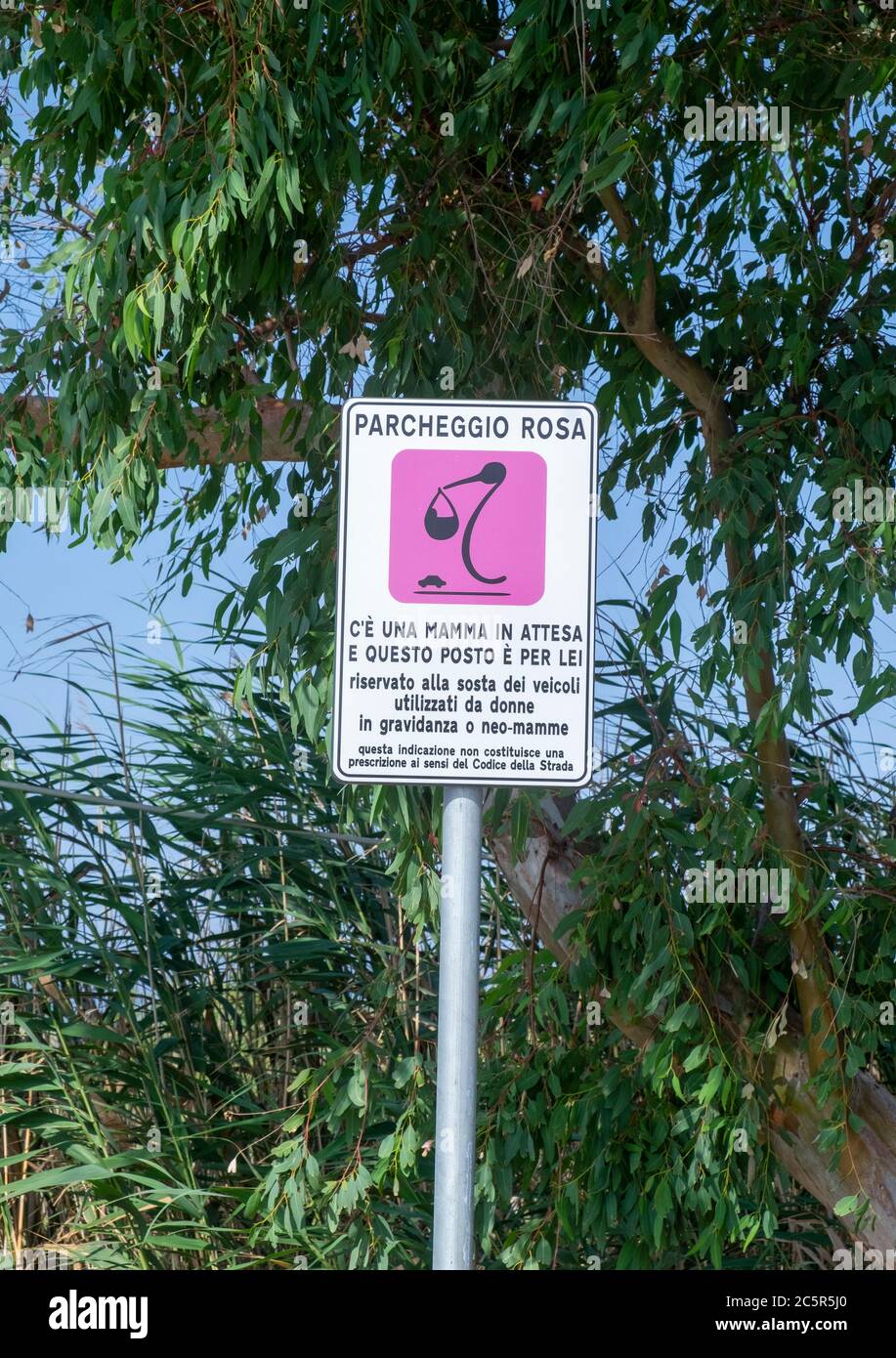 Pregnant women's reserved parking spot, Sardinia, Italy Stock Photo