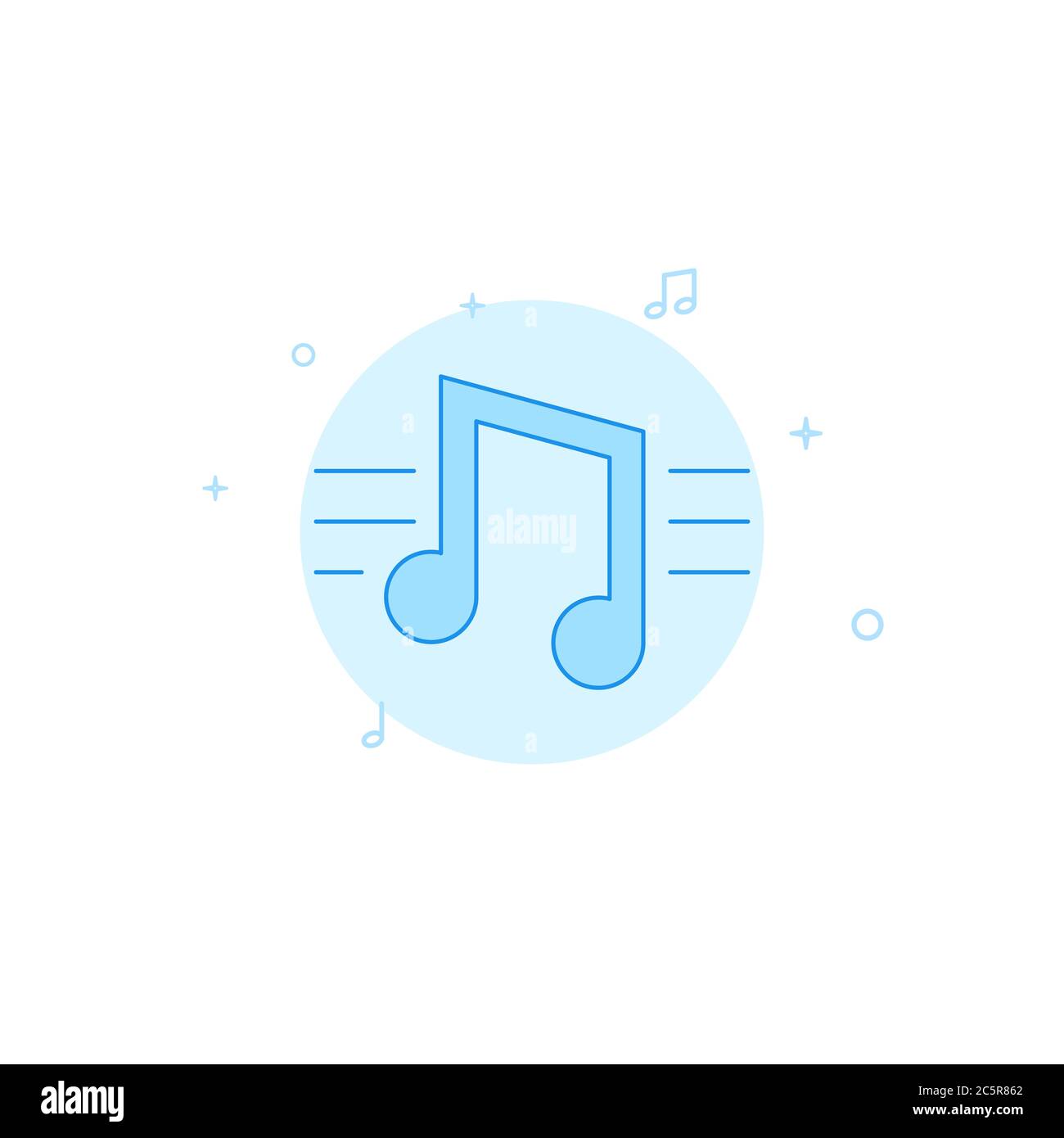 Musical notes icon. Flat illustration. Filled line style. Blue ...