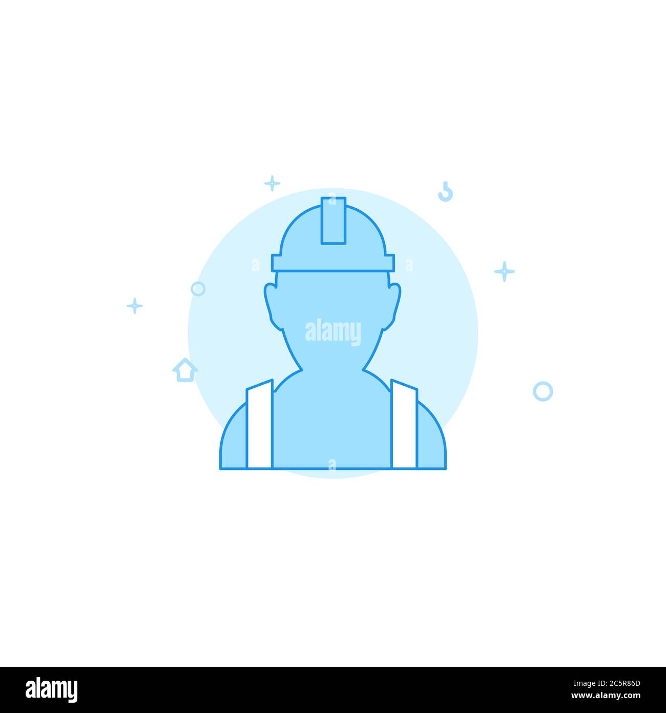 Worker, builder in hard hat icon. Flat illustration. Filled line style ...