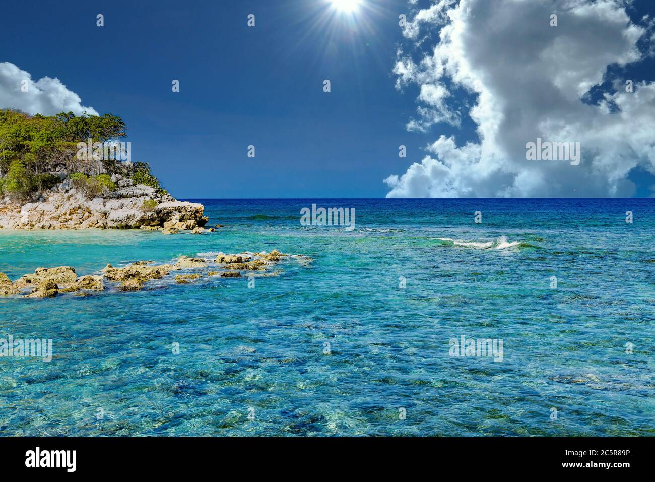 Clear Caribbean Water in the Tropics Stock Photo