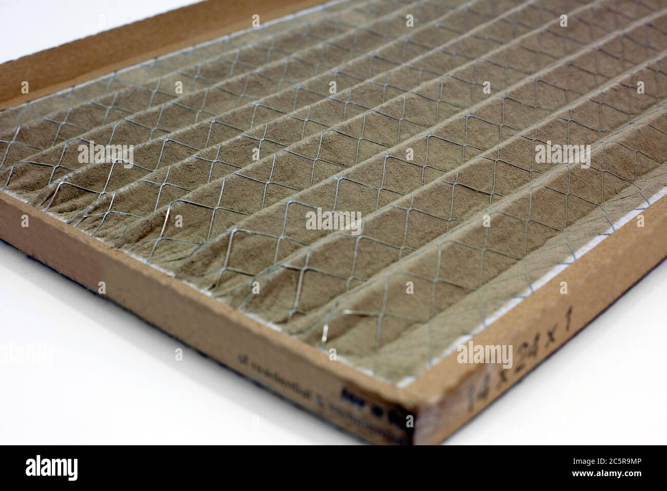 Disgustingly dirty home air conditioner filter. Horizontal. Stock Photo