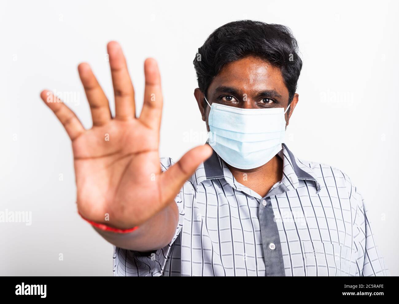 Closeup Asian handsome black man wearing surgical hygienic protective ...