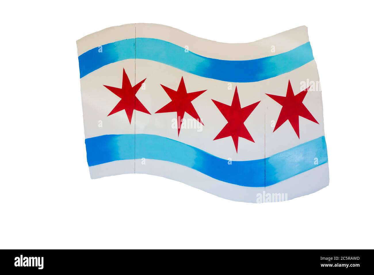 Painted version of the chicago city flag isolated on white. Stock Photo