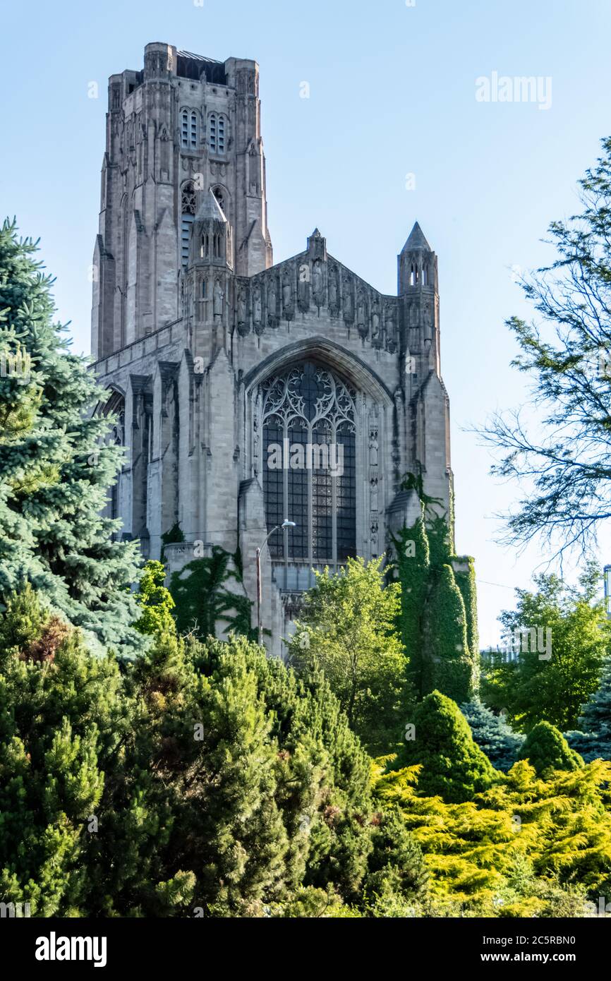 Rockefeller Memorial Chapel.  A Gothic Revival chapel on the campus of the University of Chicago in Chicago, Illinois, USA. Stock Photo