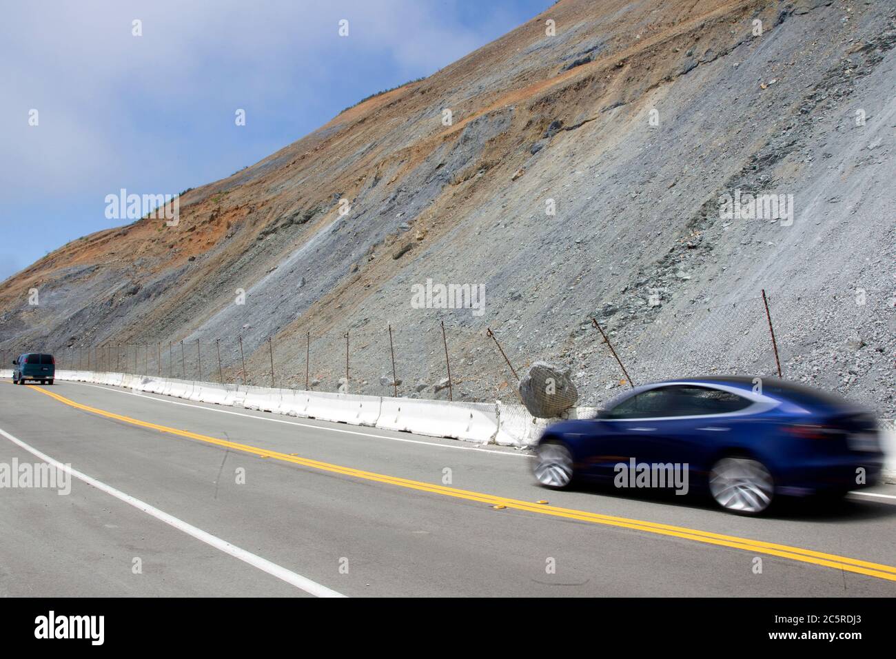 Very Close Call on Pacific Coast Highway Stock Photo