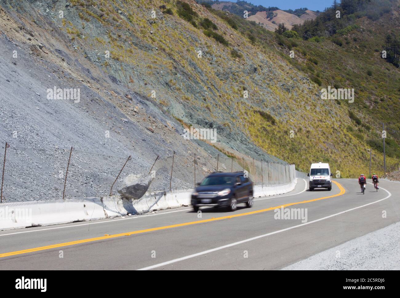 Very Close Call on Pacific Coast Highway Stock Photo