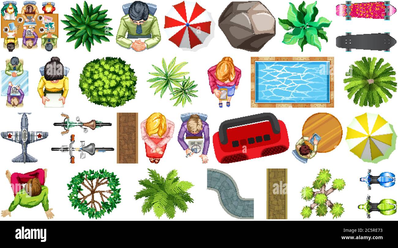 Set of aerial element house decorations isolated illustration Stock ...