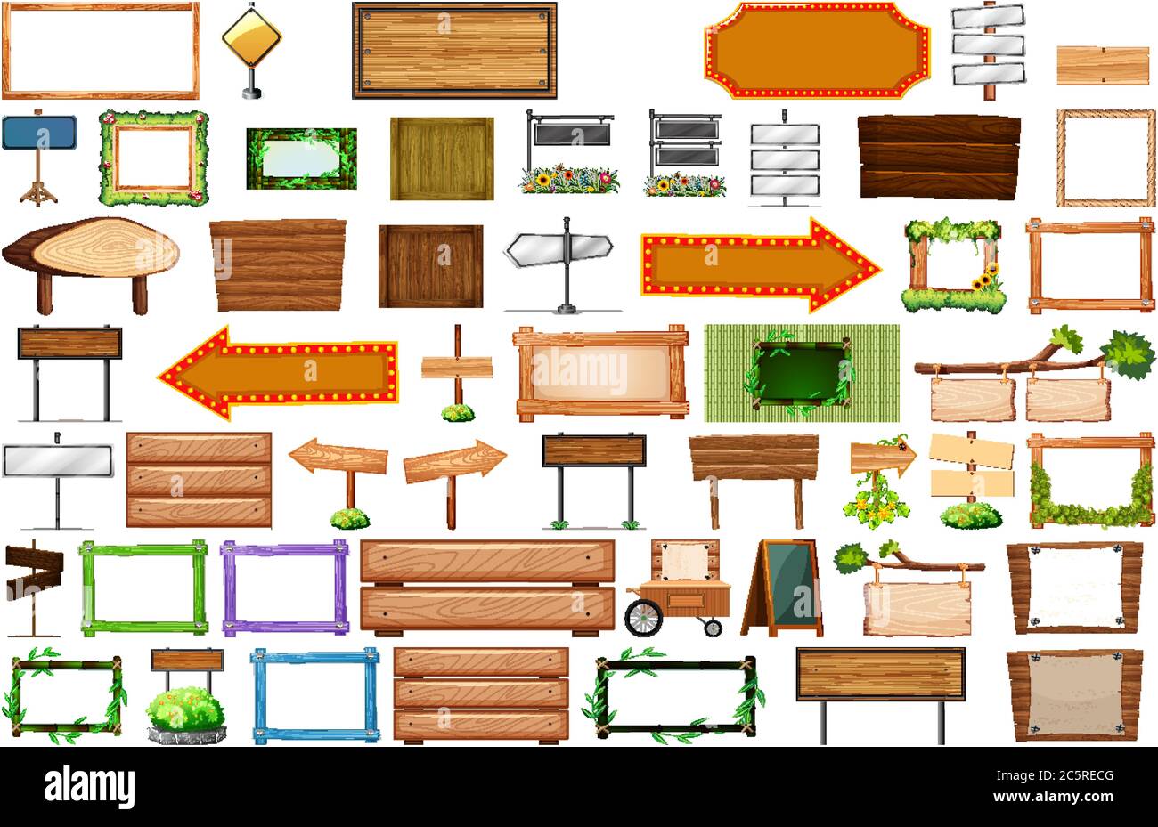 Set of wooden banner sign illustration Stock Vector Image & Art - Alamy