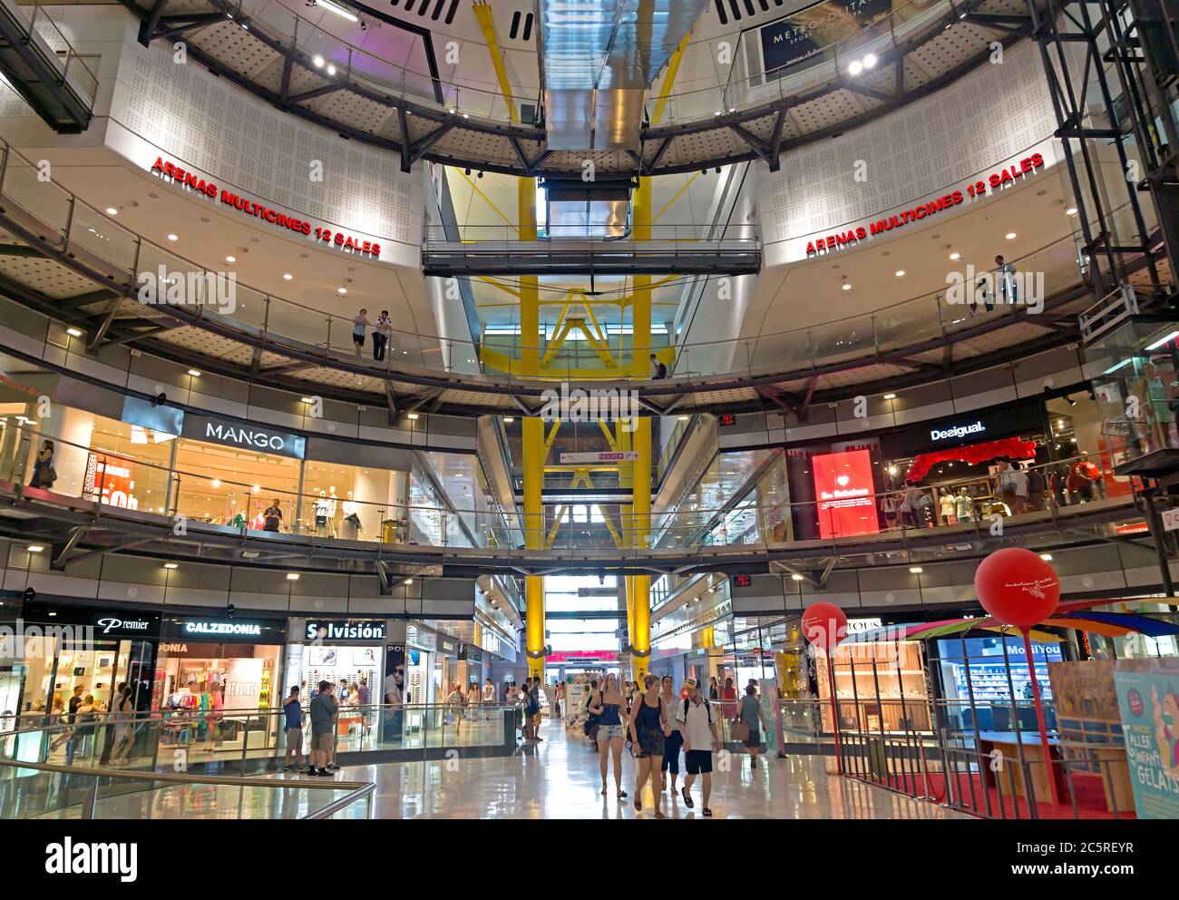 BARCELONA, SPAIN - JULY 8, 2015: Interior of the Las Arenas shopping  centre, former bullring of Las Arenas in Barcelona, Spain. Built within an  old bu Stock Photo - Alamy