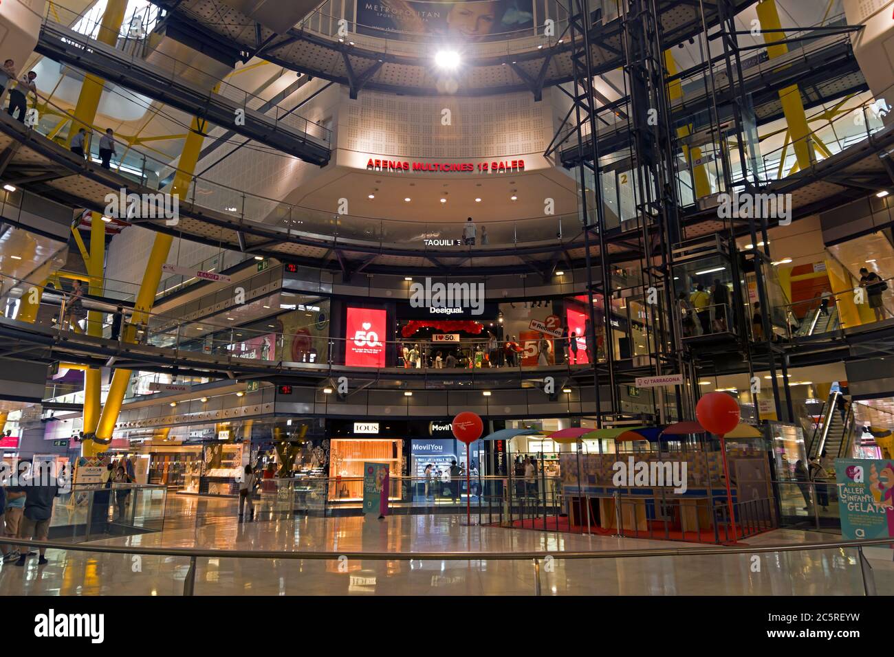BARCELONA, SPAIN - JULY 8, 2015: Interior of the Las Arenas shopping centre,  former bullring of Las Arenas in Barcelona, Spain. Barcelona, Spain - Ju  Stock Photo - Alamy