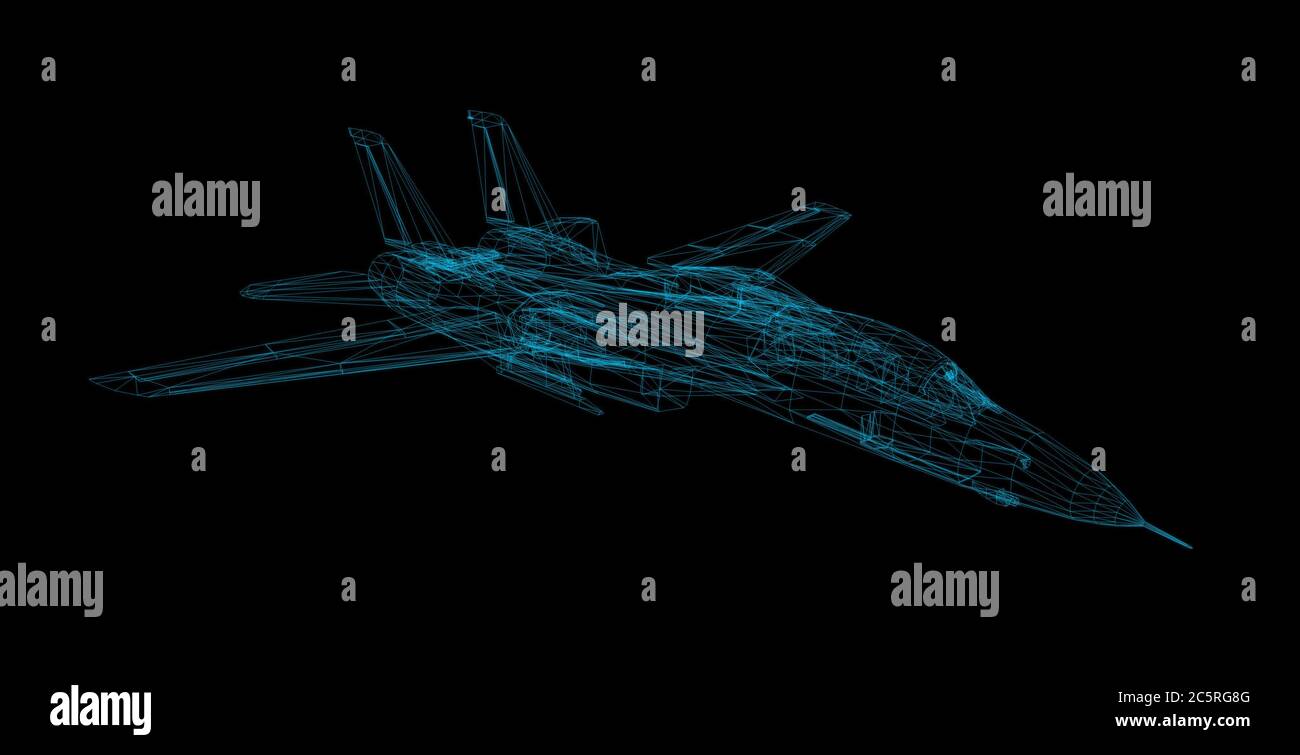 Airplane wire model isolated on black 3D Rendering Stock Photo Alamy