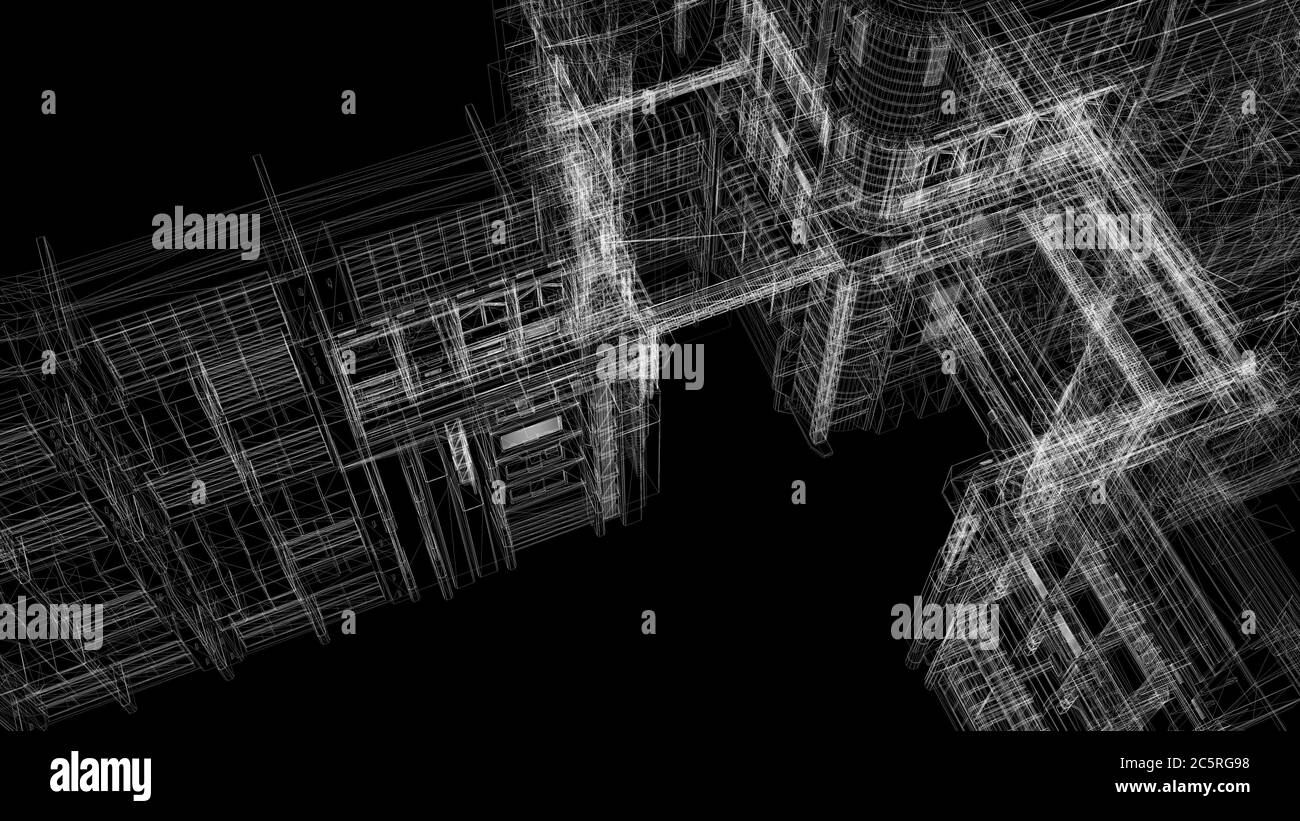 wire frame model of city 3D Rendering Stock Photo Alamy