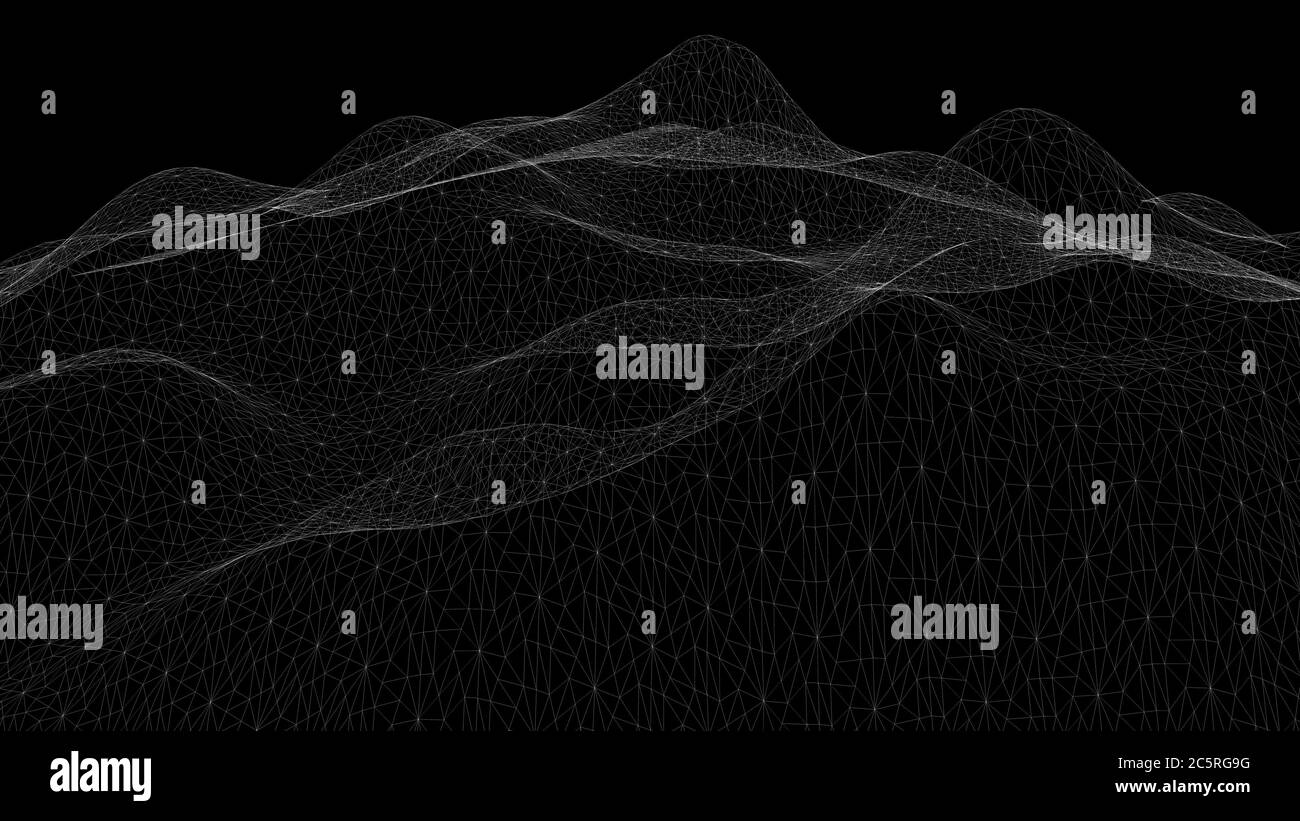 3d rendering - wireframe model of mountain Stock Photo