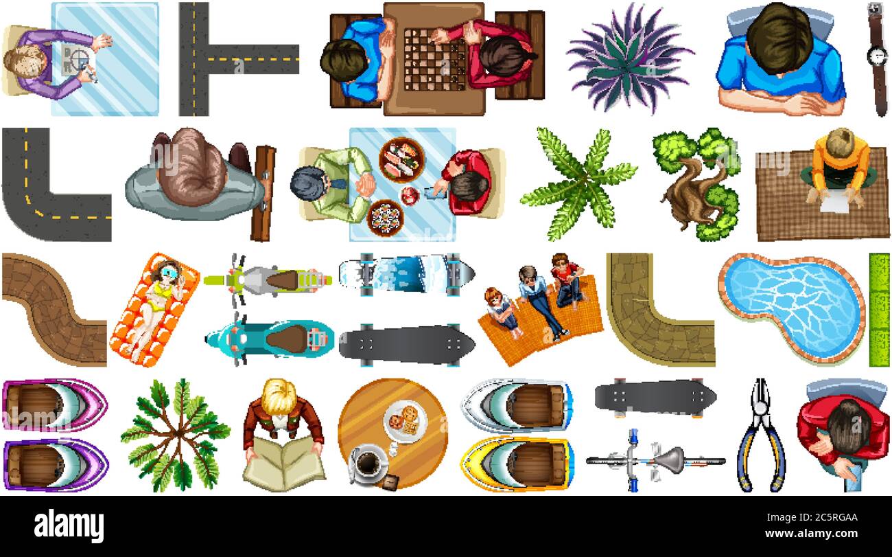 Set of aerial element house decorations isolated illustration Stock ...