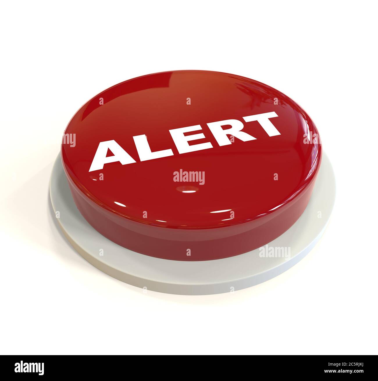 3d rendering of a red button with alert written on it isolated on white ...