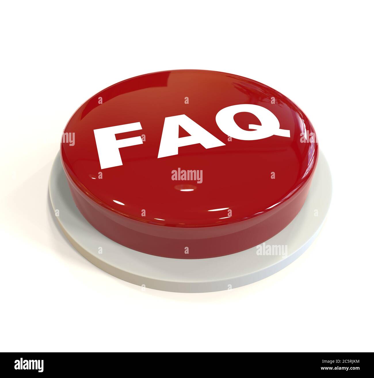 3d rendering of a red button with FAQ written on it isolated on white ...