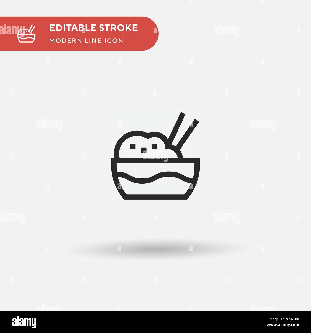 Rice Bowl Simple vector icon. Illustration symbol design template for web mobile UI element. Perfect color modern pictogram on editable stroke. Rice Bowl icons for your business project Stock Vector