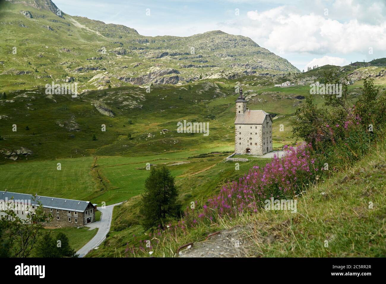 Simplon Pass Height with Old Hospital Stock Photo