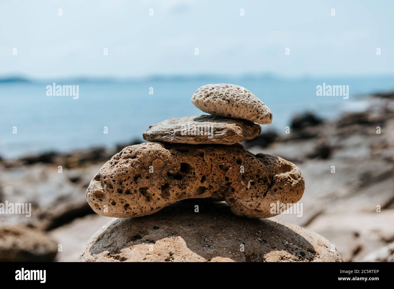 Stone stack on the beach Stock Photo - Alamy