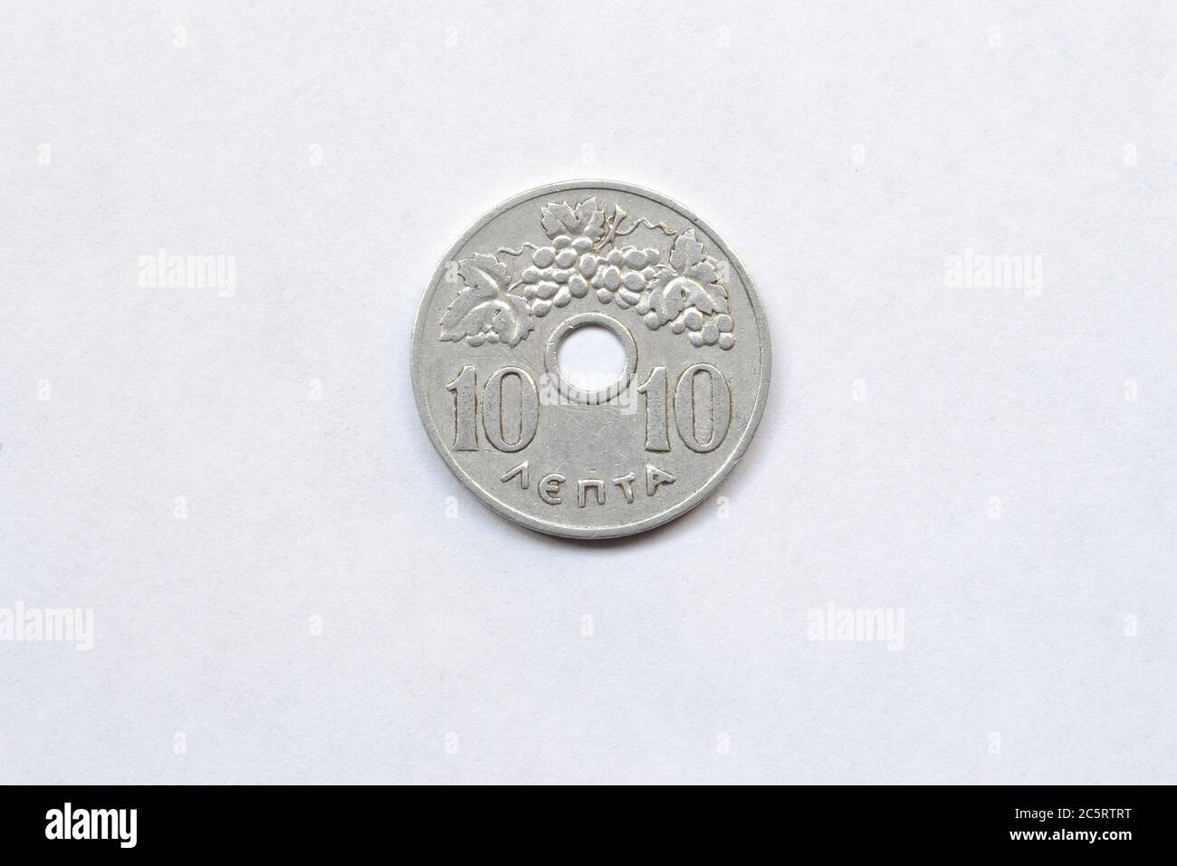 Reverse of 10 Lepta coin made by Greece in 1954 Stock Photo