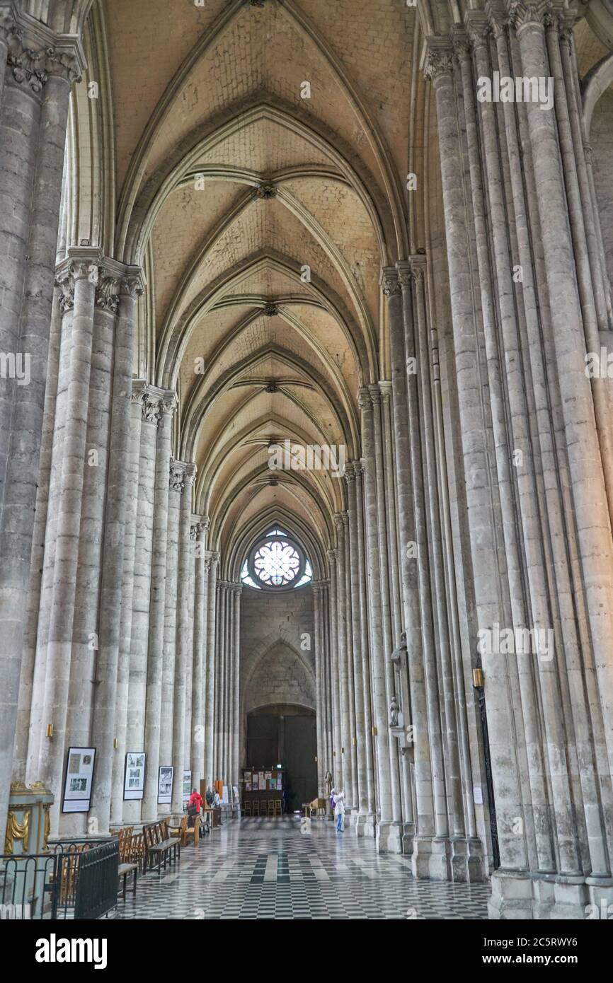 Side nave of Amiens Cathedral Stock Photo