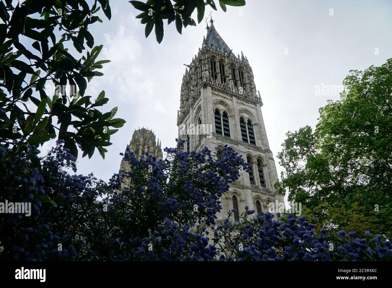 Cathedral towers with flowers Stock Photo Alamy