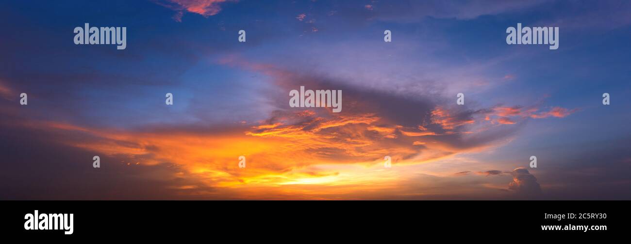 Panorama sunset sky and beautiful cloud, background concept Stock Photo ...