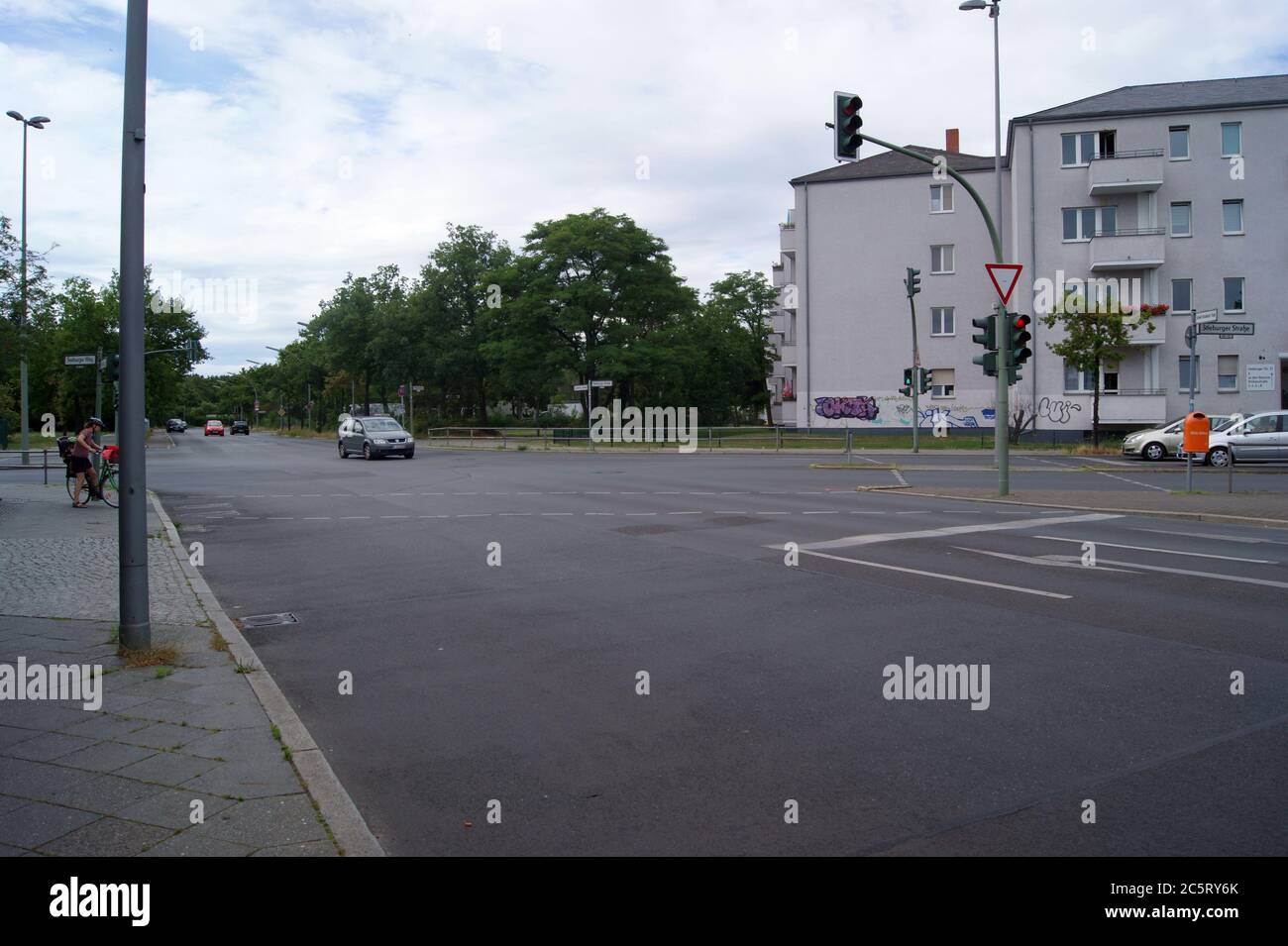 Schmidt-Knobelsdorf-Straße Ecke Seeburger Straße, Seeburger Weg, Lutoner Straße in Berlin-Spandau. Stock Photo
