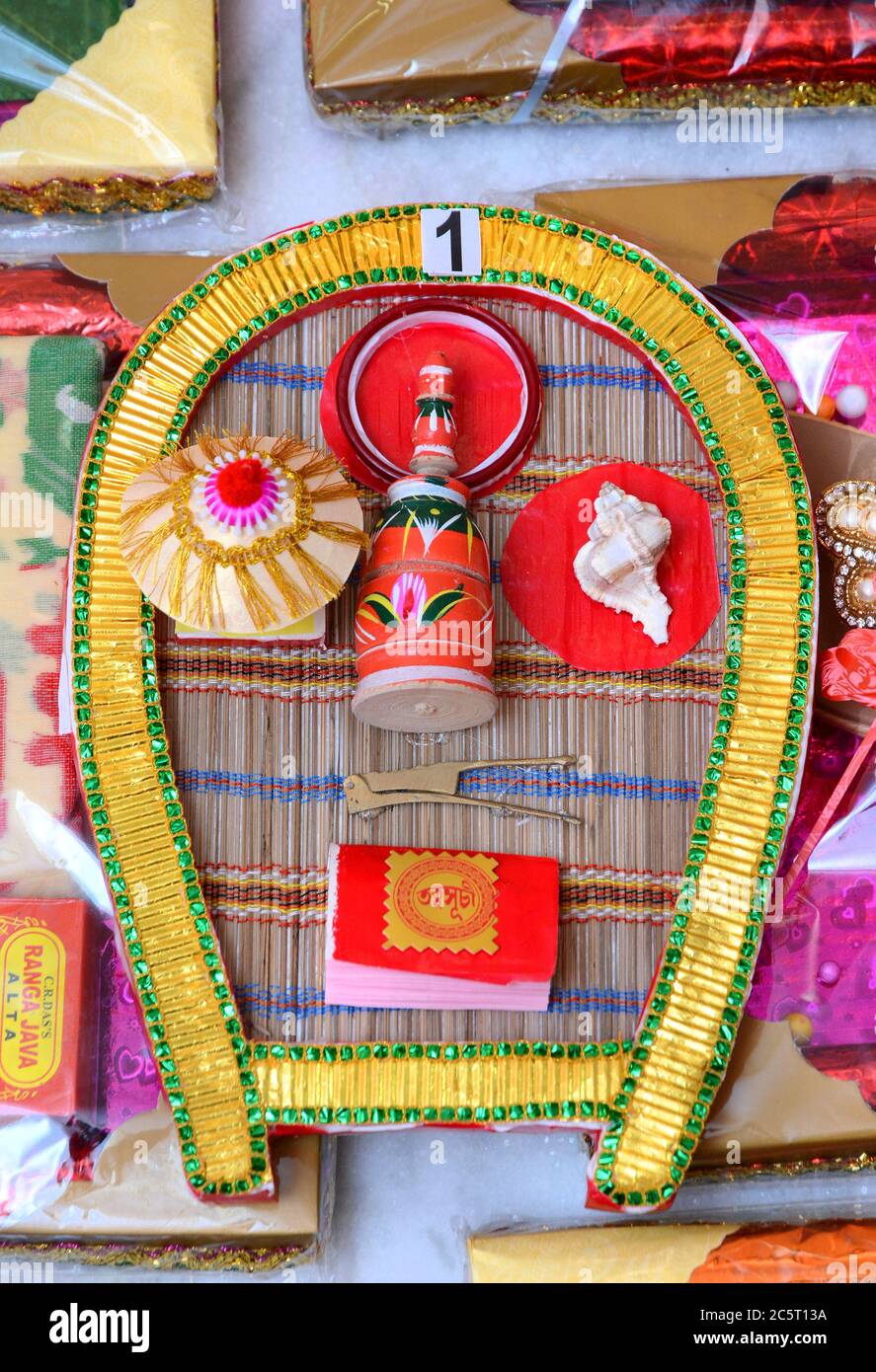 Bengali wedding ritual tattwa Suchi (index of the gift items Stock