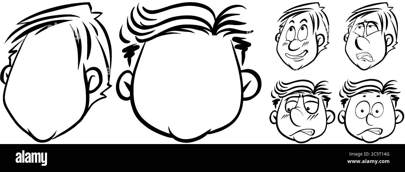 Human faces with different facial expressions illustration Stock Vector ...