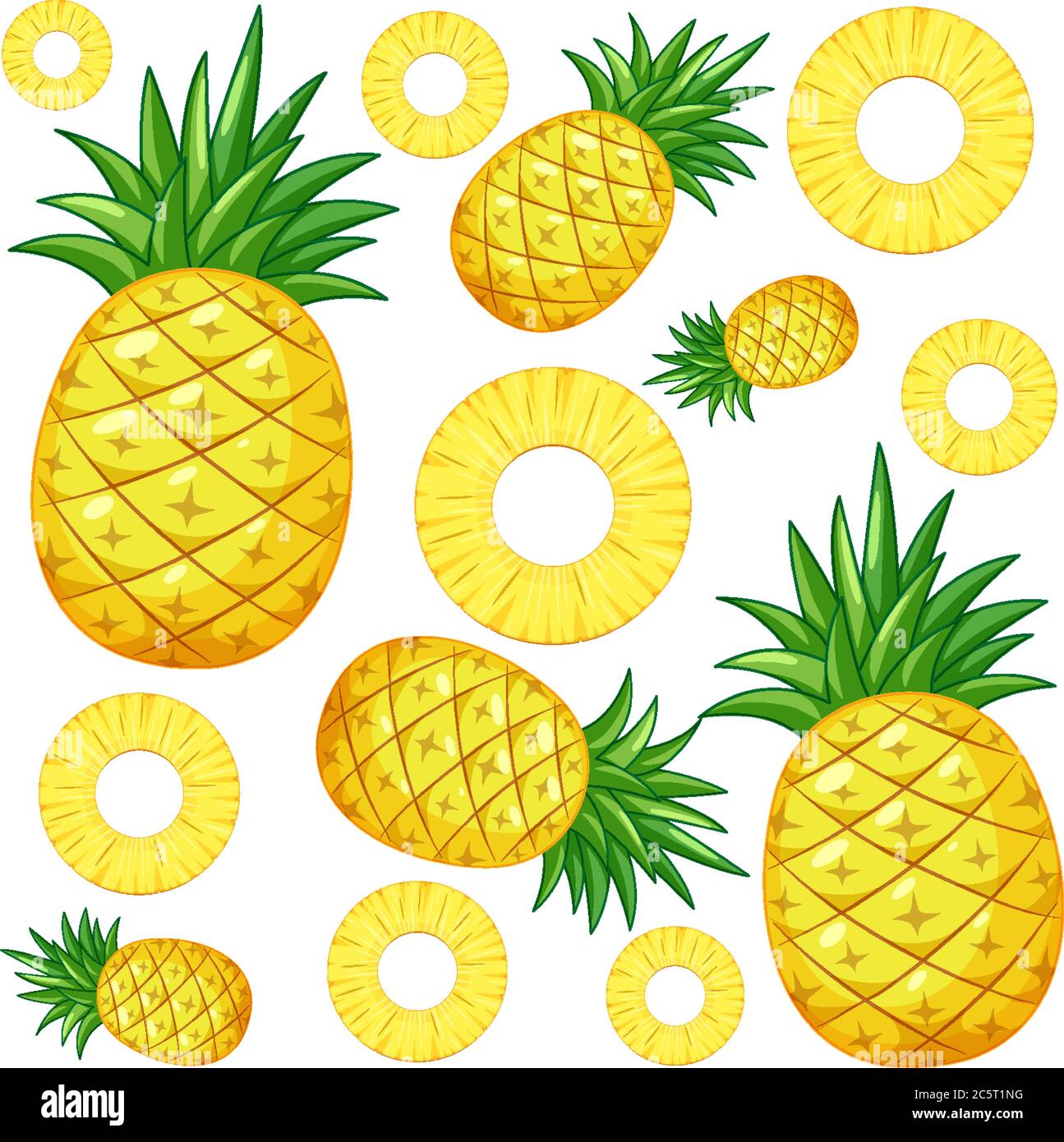Pineapple seamless pattern on white background illustration Stock ...