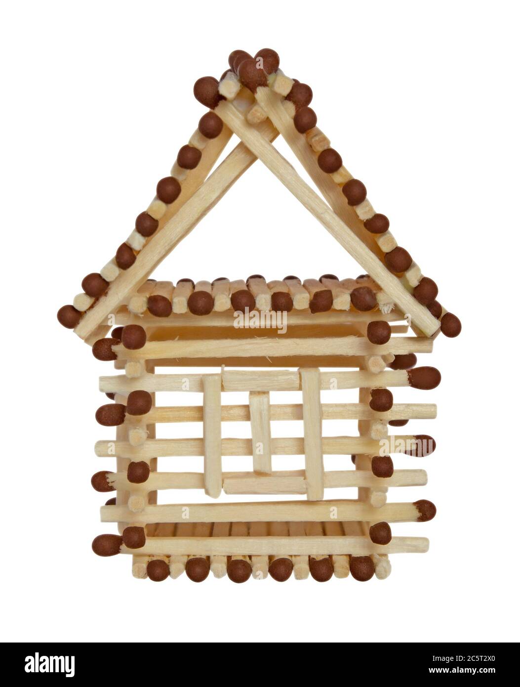 Log house from matches pattern isolated on white Stock Photo Alamy