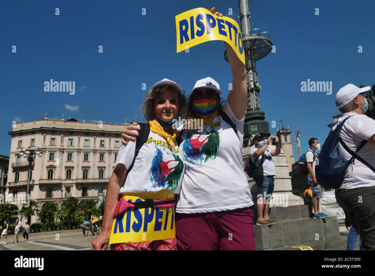Hundreds of flags,T-shirts,banners, signs with the word 