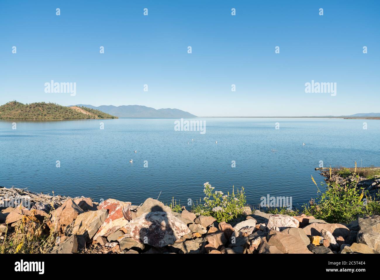 Huge expanse of water in Ross River Dam, Townsville, North Queensland, Australia Stock Photo