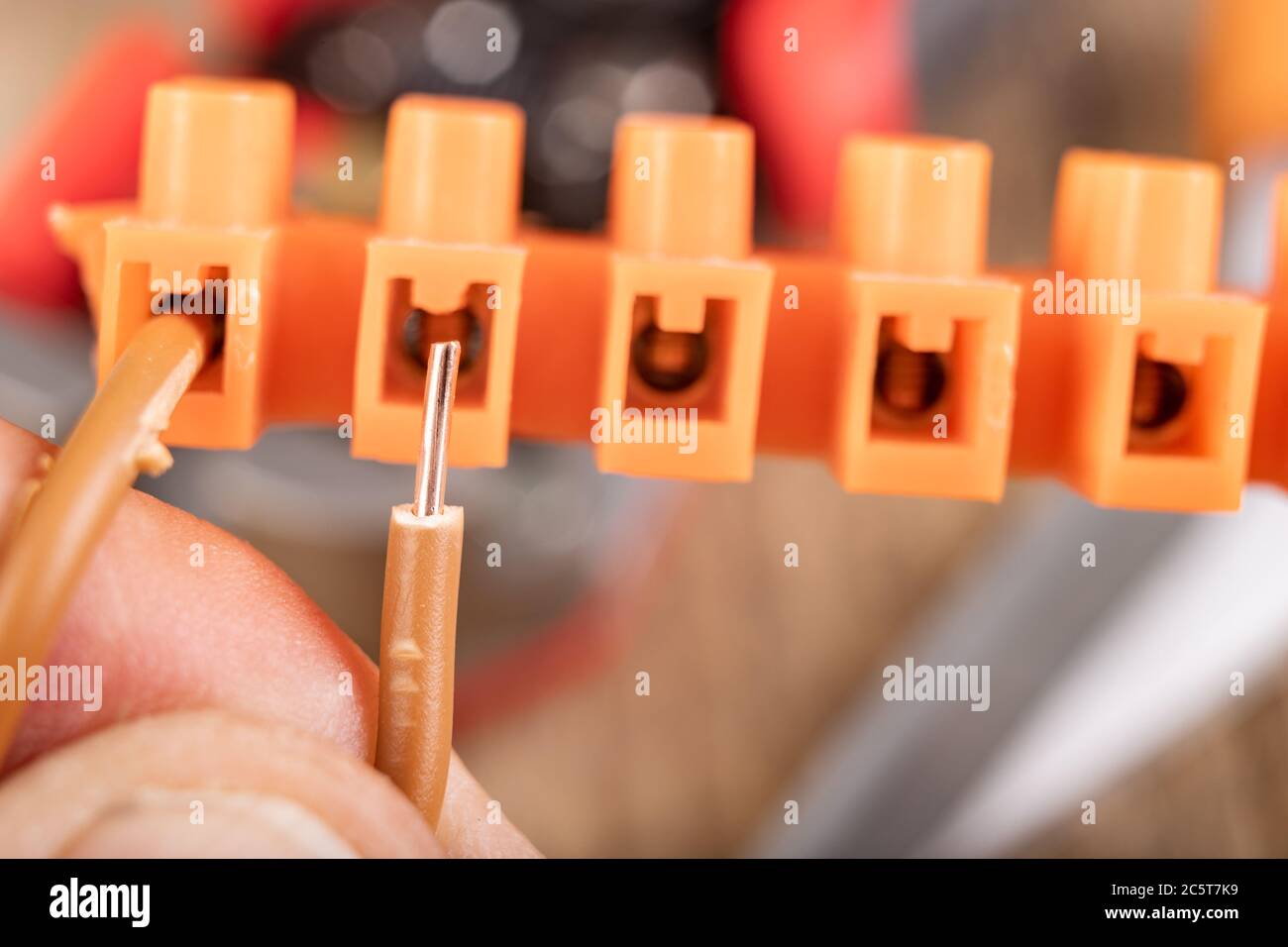 Copper wires and electrical connectors. Electrical accessories in the