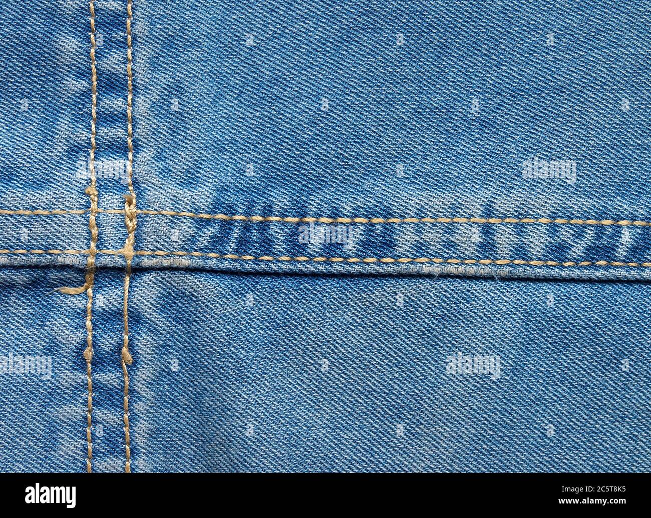 High resolution detail of denim jeans with double-stitched seam Stock ...