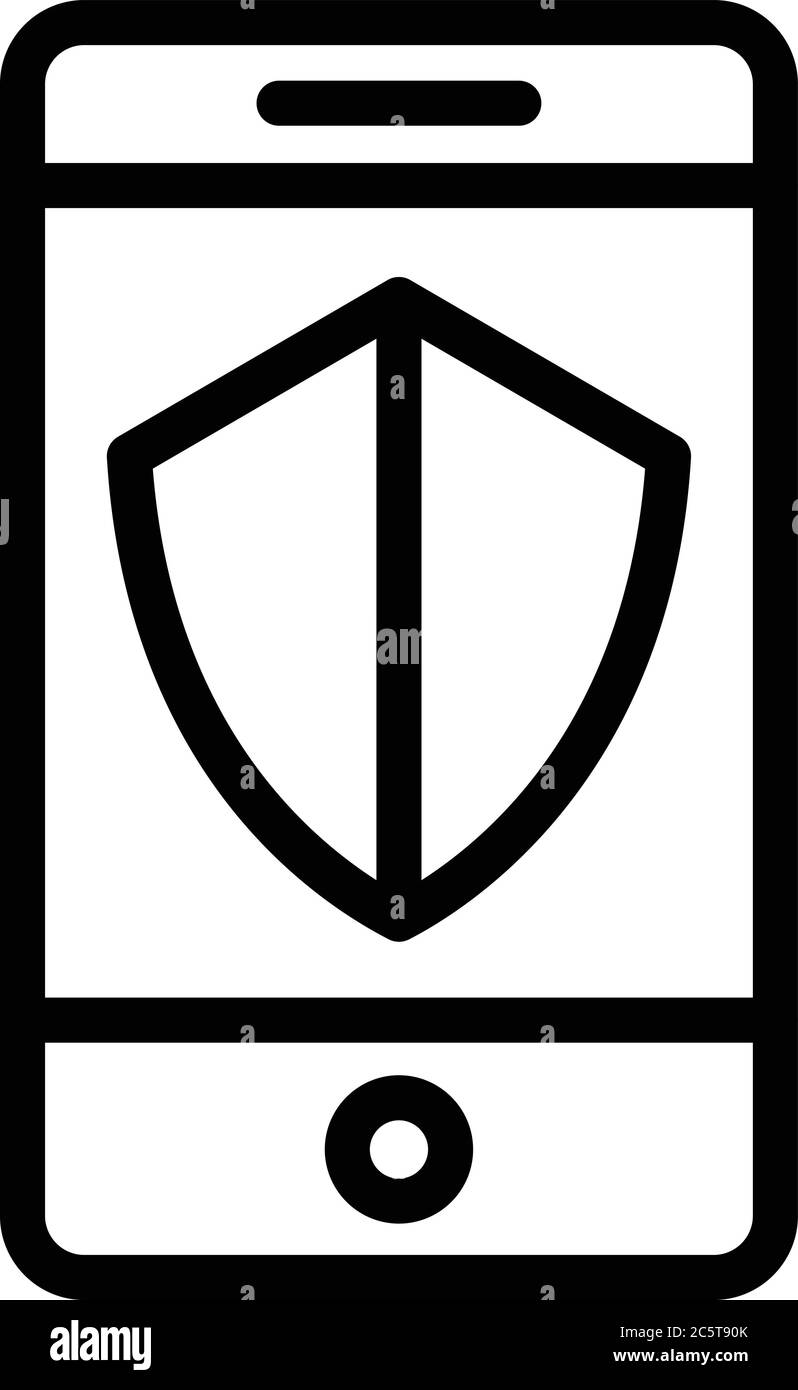 Protected smartphone icon, outline style Stock Vector Image & Art - Alamy