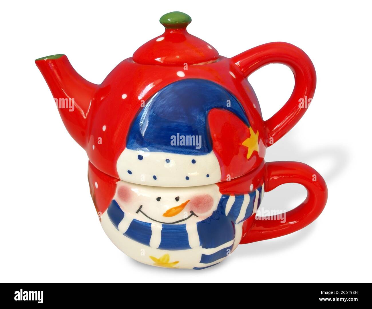 Christmas teapot isolated over white background Stock Photo - Alamy