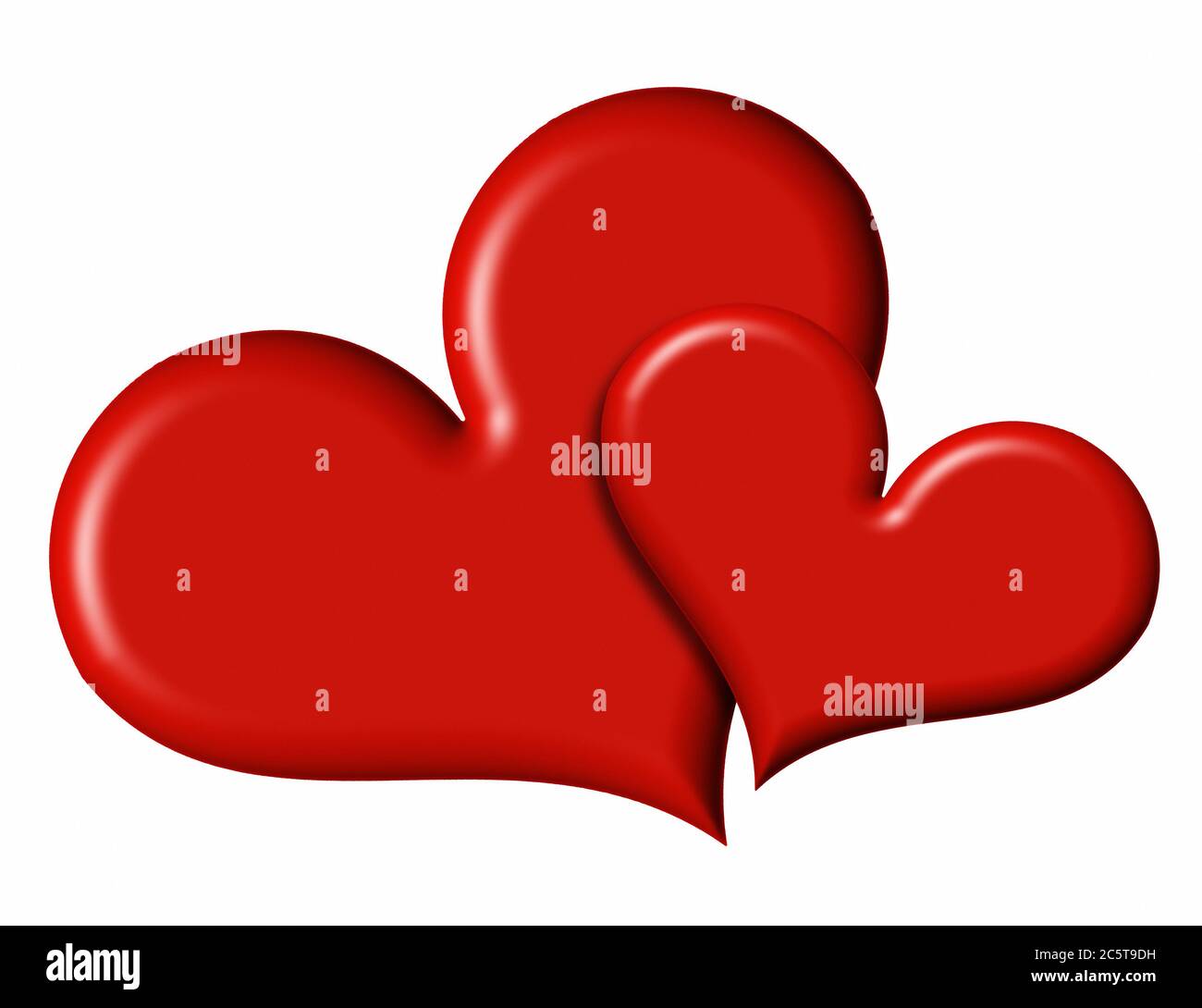 Two red hearts isolated on white background Stock Photo - Alamy