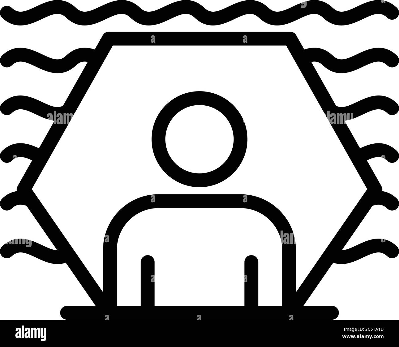 Protected sound man icon, outline style Stock Vector