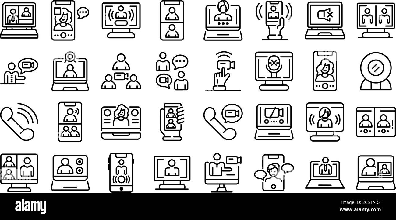 Video conferencing black outline Stock Vector Images - Alamy