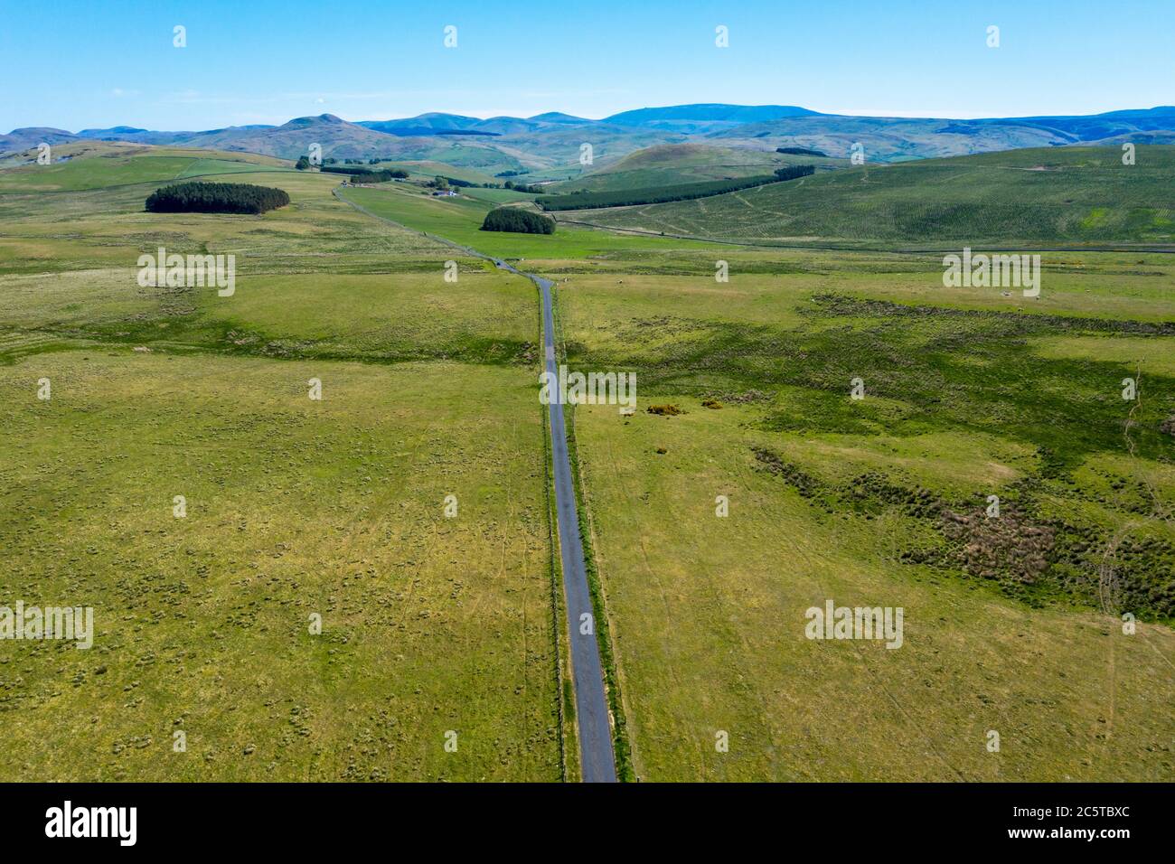 Roman Road, Whitton Edge looking towards Hownam and the Cheviot Hills, Scottish Borders Stock