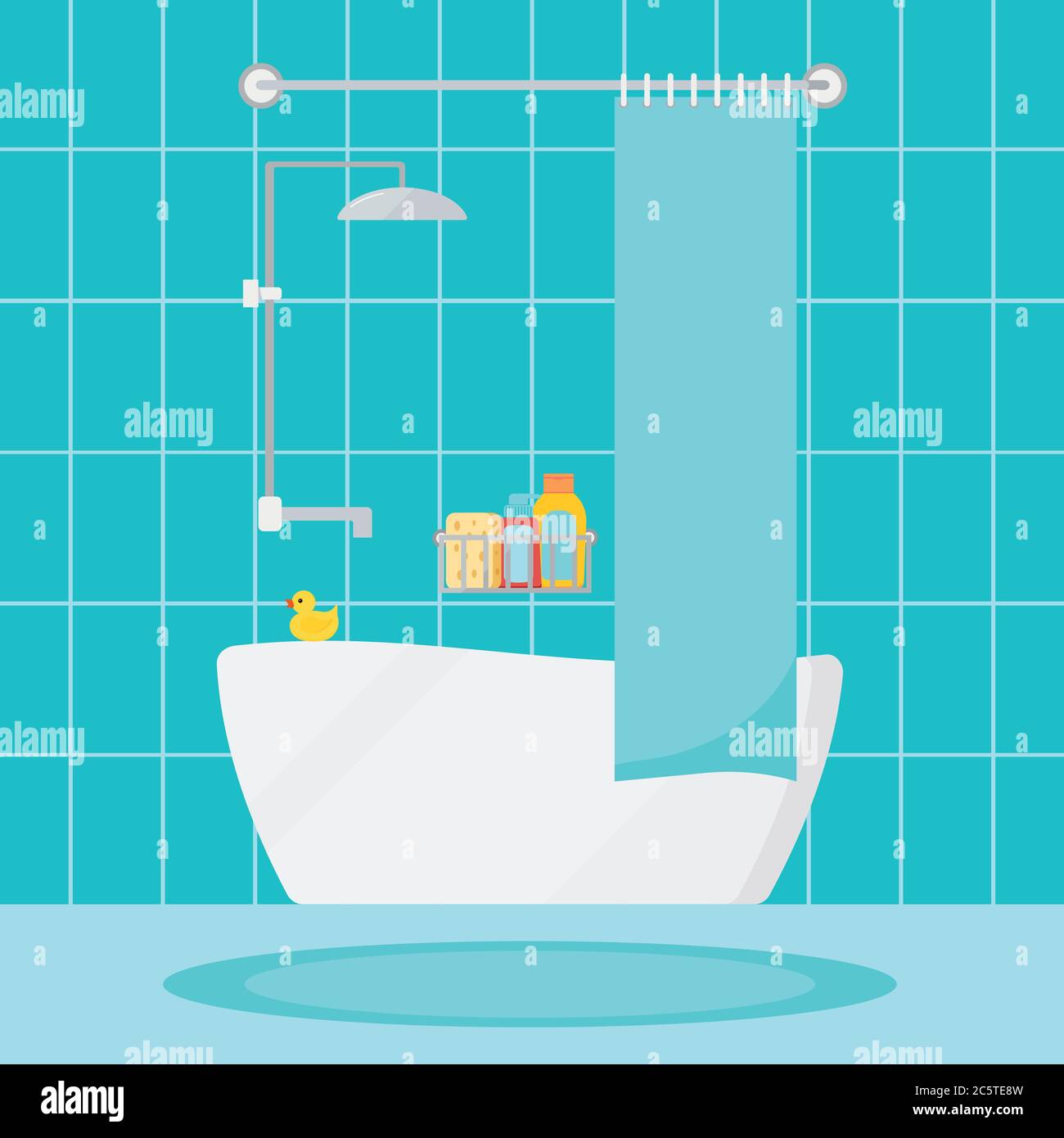 Modern cozy bathroom home interior scene vector illustration Stock ...
