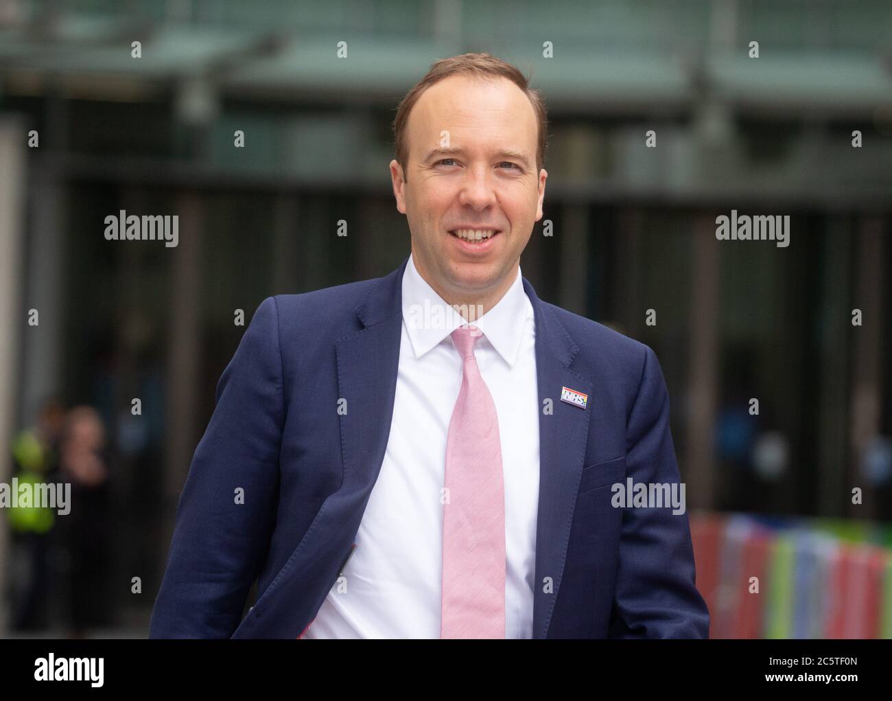 London, UK. 5th July, 2020. Matt Hancock, Secretary of State for Health and Social Care, arrives for the 'The Andrew Marr Show'. Credit: Tommy London/Alamy Live News Stock Photo